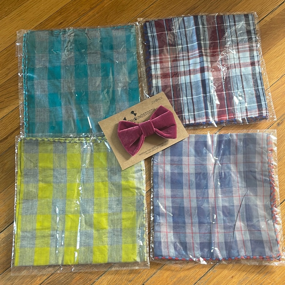 Bundle of 4 Dog Bandanas and Velvet Bow Tie